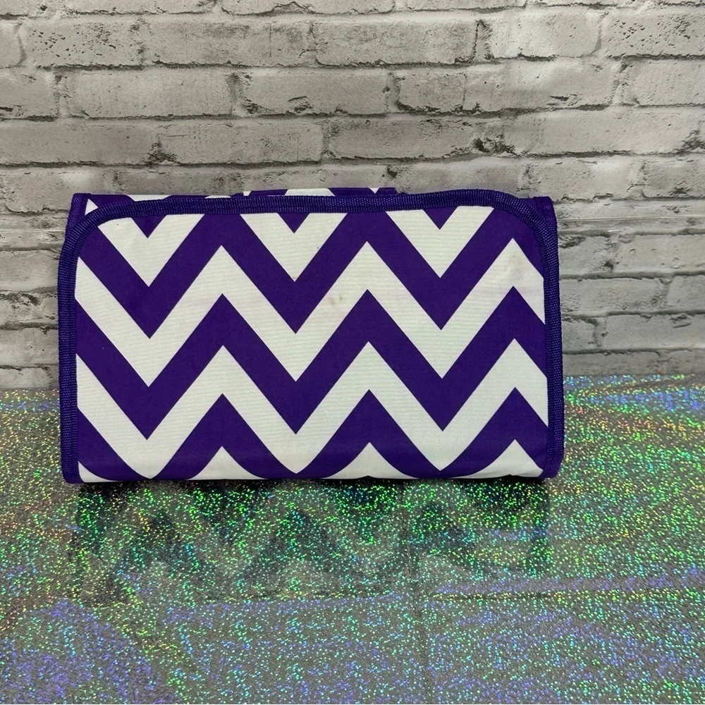 Purple Chevron Travel Folding Hanging BAG Toiletry Cosmetic Bag NEW